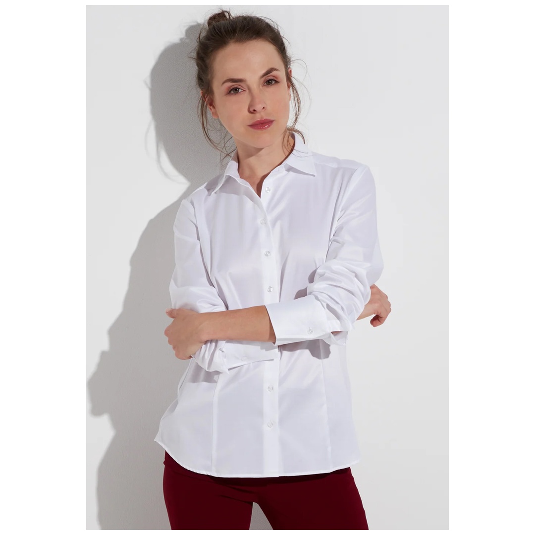 Eterna Bluse Twill Blickdicht Slim Fit 1/1 Arm 5008-00-D10Y Gr. 42 weiß