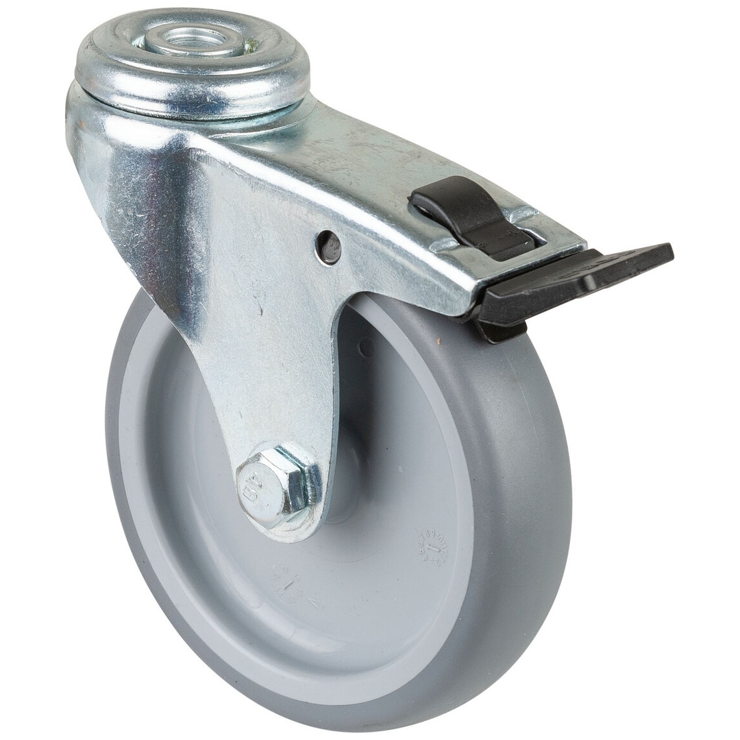 BS Rollen BS Apparaterolle A321, Lenkrolle Festst., Rad-Ø 100 mm, Tragkr. 70 kg, Gleitlager, thermopl. Gummi grau