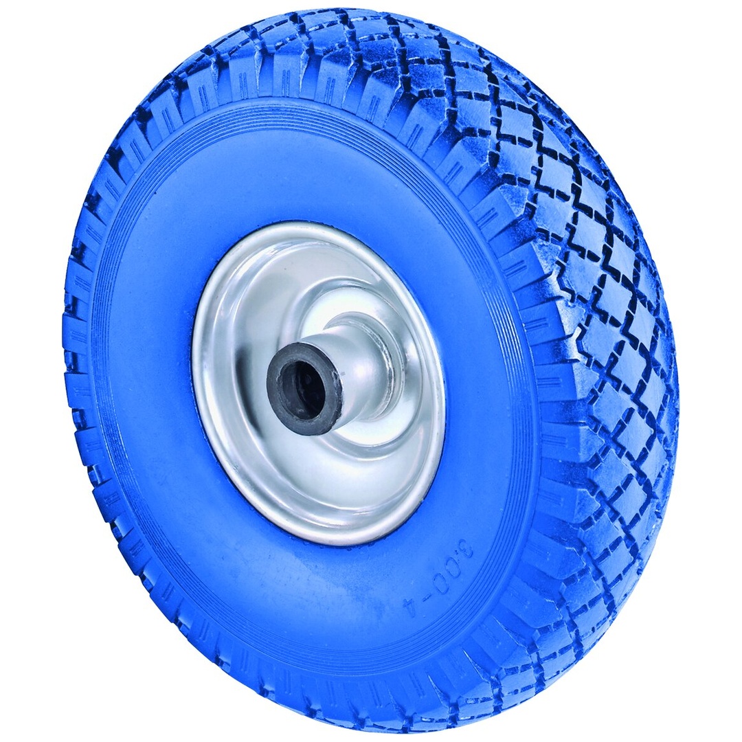 BS Rollen BS Polyurethanrad (pannensicher) C91, Rad-Ø 260 mm, Radbreite 75 mm, Tragkr. 160 kg, Rollenlager, Lauffl. Polyurethan blau, Nabenlänge 75 mm