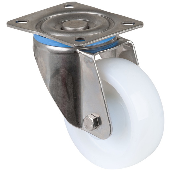 BS Edelstahl Schwerlastrolle HS100, Lenkrolle, Rad-Ø 100 mm, Tragkr. 300 kg, Pla - 2