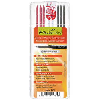 Pica Minenset-Dry 3x graphit,3x rot,2x weiß b.70Grad stabil 8 Minen/Set