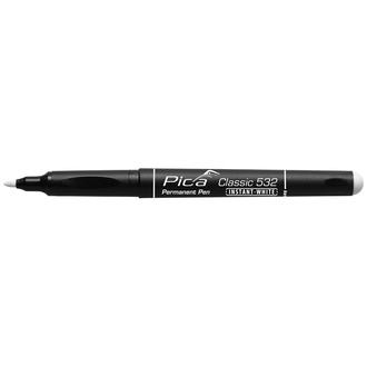 Pica Permanentmarker INSTANT WHITE weiß Strich-B.1-2 mm, Stift mit Clip