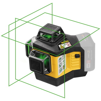 Stabila 12-V-Kreuzlinienlaser LAX 600 G, selbstnivellierend, 3 x 360° grüne Laserlinien, Tragekoffer, Universal- und Wandhalterung (ohne Akku und Lade