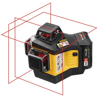 Stabila 12-V-Kreuzlinienlaser LAX 600, selbstnivellierend, 3 x 360° rote Laserlinien, CAS-Akku und -Ladegerät (EU), Zubehör