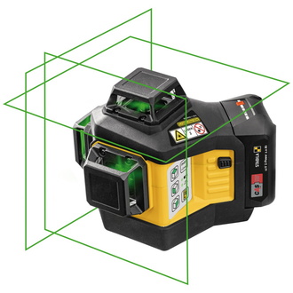 Stabila 12-V-Kreuzlinienlaser LAX 600 G, selbstnivellierend, 3 x 360° grüne Laserlinien, CAS-Akku und -Ladegerät (EU), Zubehör