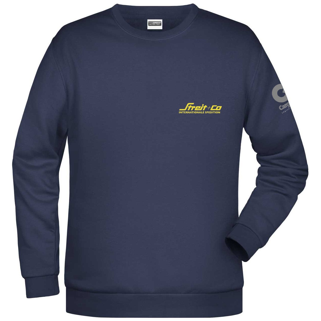 James & Nicholson Streit-Daiber Sweater Basic JN794 Gr. M navy m. Patch CargoLine + Streit+Co