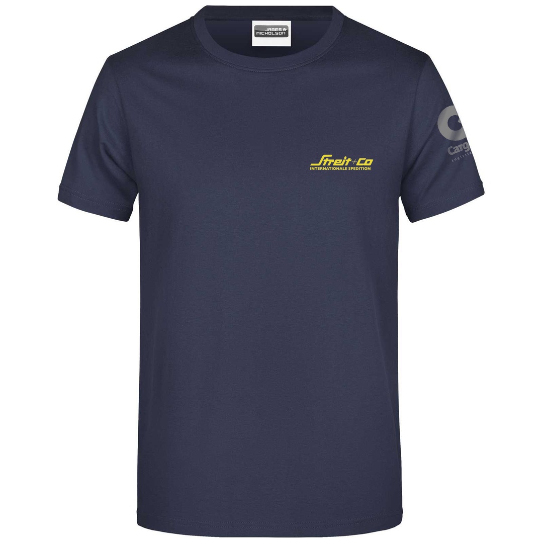 James & Nicholson Streit-Daiber T-Shirt Basic JN797 Gr. M navy m. Patch CargoLine + Streit+Co