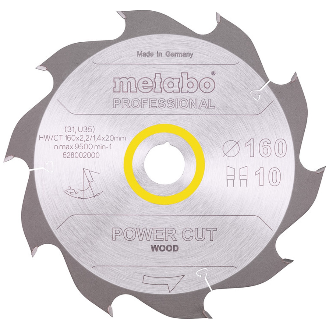 Metabo Sägeblatt power cut wood - professional, 160x20, Z10 WZ 22°