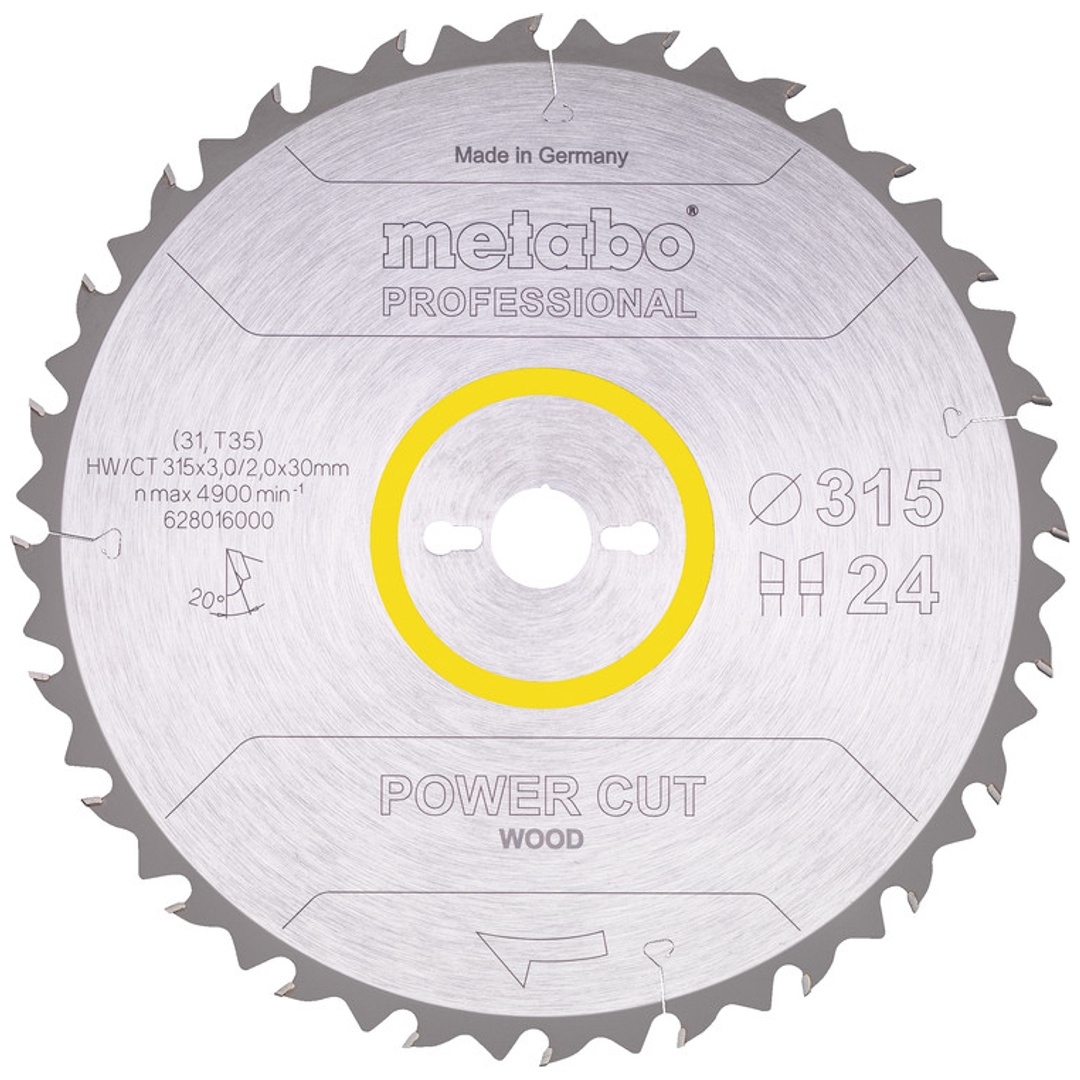Metabo Sägeblatt power cut wood - professional, 315x30, Z24 WZ 20°
