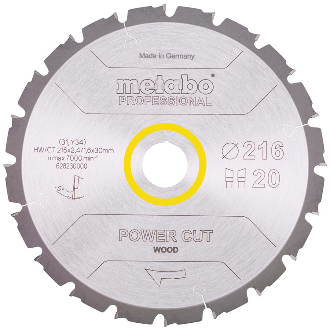 Metabo Sägeblatt power cut wood - professional, 216x30, Z20 WZ 5° neg.