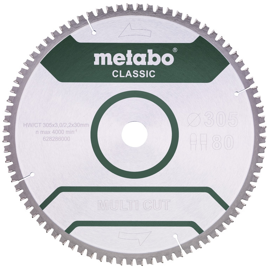 Metabo Sägeblatt multi cut - classic, 305x30 Z80 FZ/TZ 5°neg