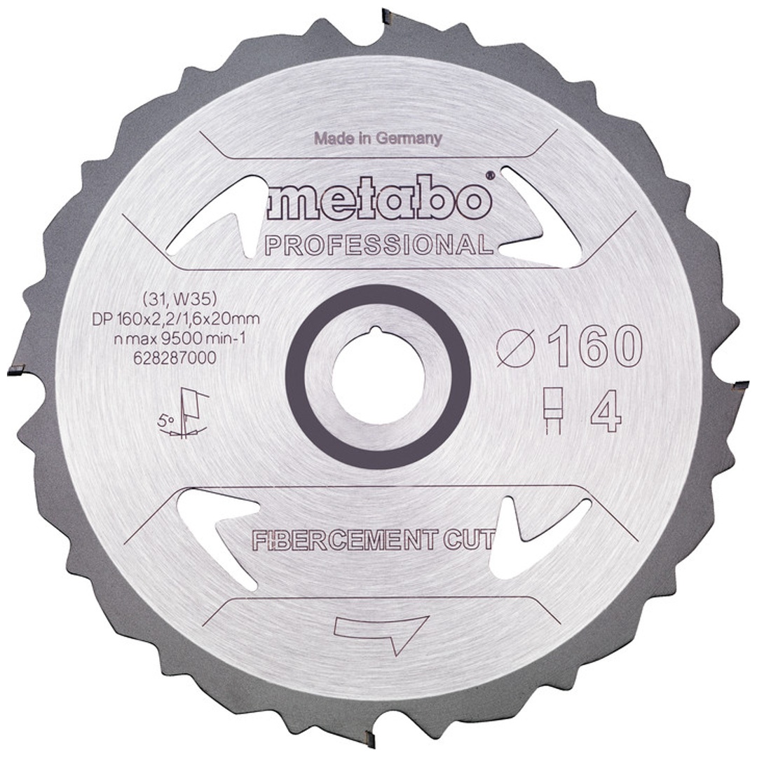 Metabo Sägeblatt fibercement cut - professional, 160x20 Z4 PCD FZ 5°