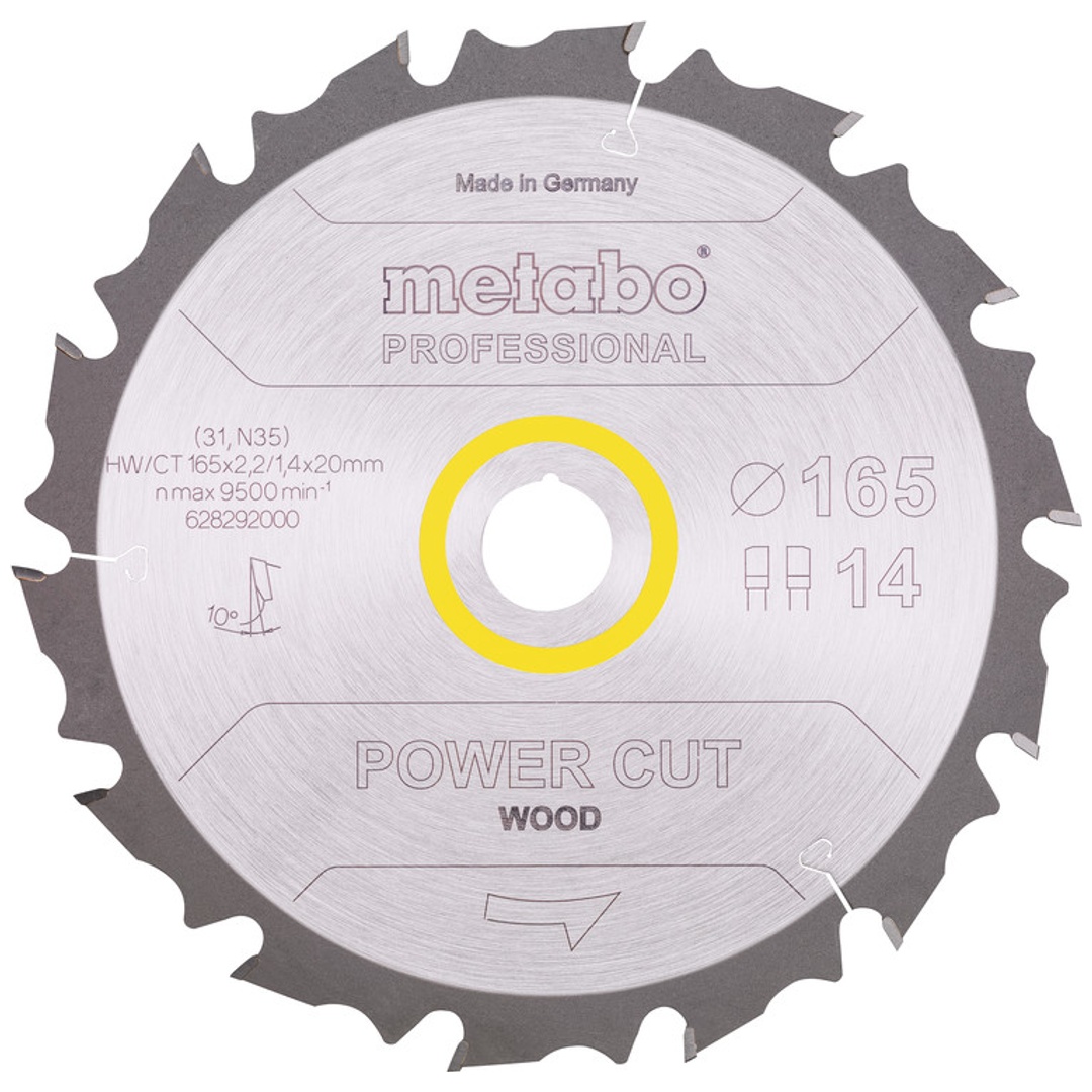 Metabo Sägeblatt power cut wood - professional, 165x20 Z14 FZ/FA 10°