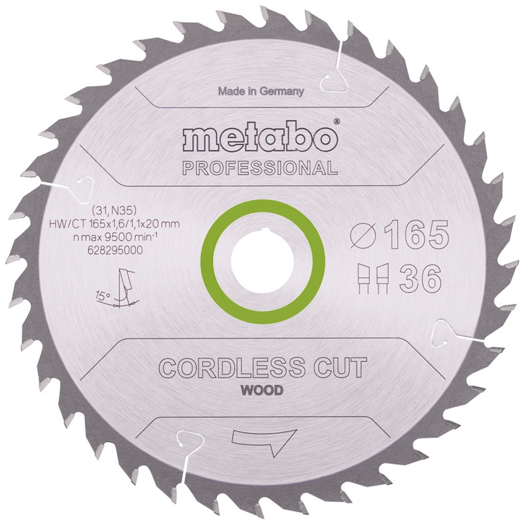 Metabo Sägeblatt cordless cut wood - professional, 165x20 Z36 WZ 15°
