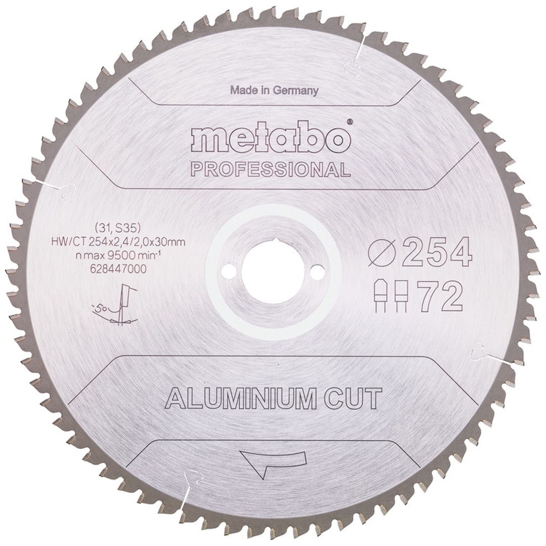 Metabo Sägeblatt aluminium cut - professional, 254x30 Z72 FZ/TZ 5°neg