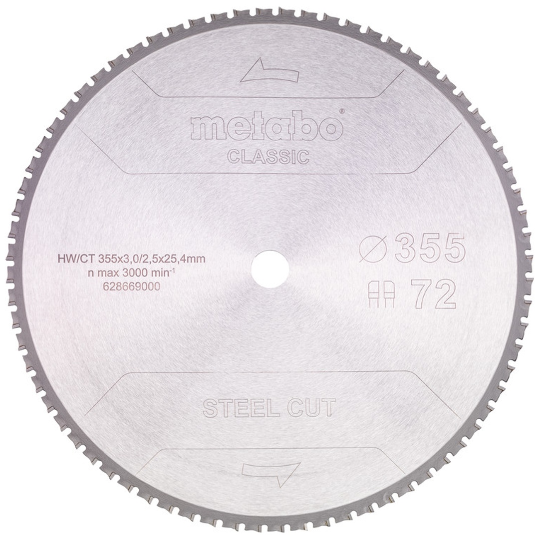 Metabo Sägeblatt steel cut - classic, 355x25,4 Z72 FZ/FA 4°