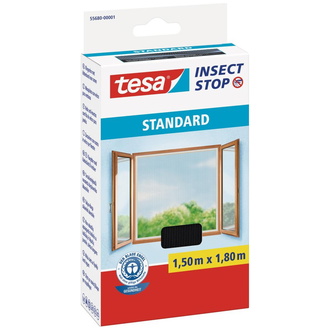 Tesa Fliegengitter StandKlettband für Fenster anthrazit 1,5m:1,8m