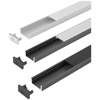 Halemeier Einbauprofil LED ChannelLine D schwarzL2m Alu + Abdeckprofil