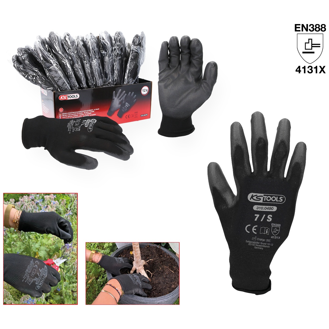 KS Tools Mikro-Feinstrickhandschuhe Gr. 7 schwarz