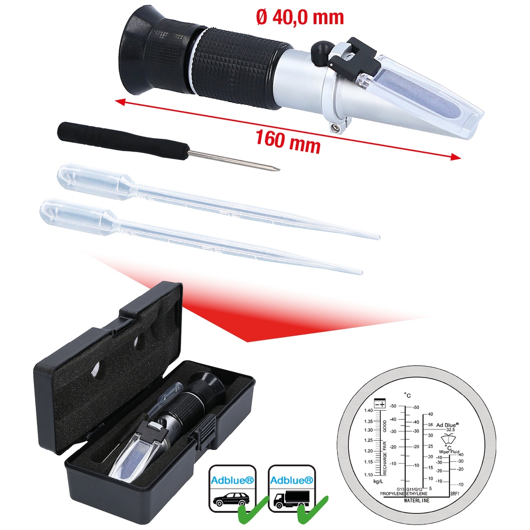 KS Tools Refraktometer - optisches Prüfgerät für Batterieflüssigkeit, Frostschutzmittel und AdBlue-Zusätze