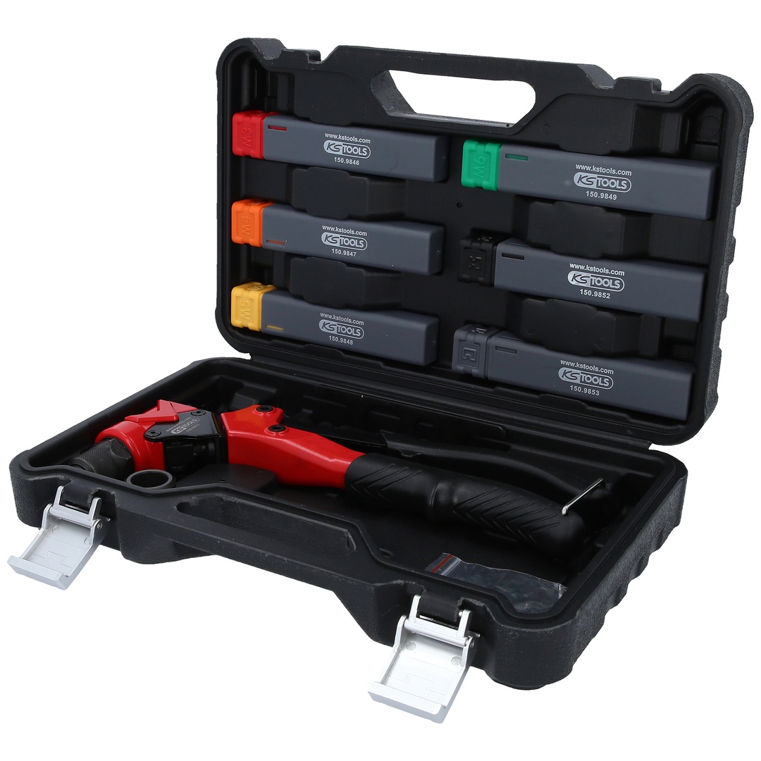 KS Tools 3 in 1 Handnietzangen-Satz, drehbar, 12-tlg.
