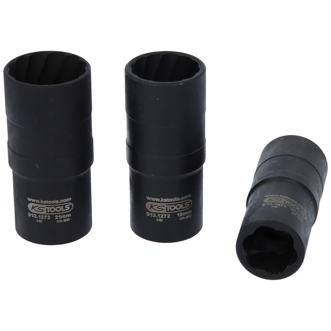 KS Tools 1/2 Spiral-Profil-Kraft-Stecknuss-Satz, 3-tlg,17-21 mm