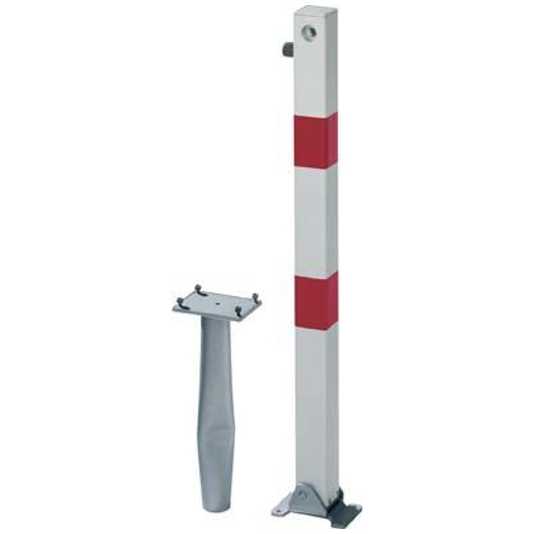 ALBERTS Absperrpf. Klappy-Bo fvz. 2 rote Ringe zum Einbetonieren umlegbar Dreikant 70x70mm