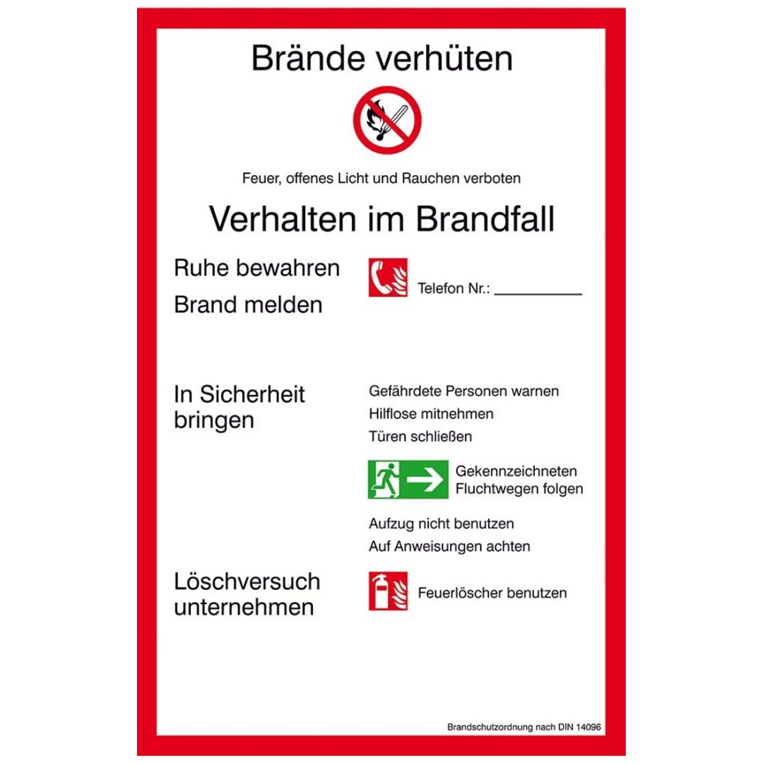 SafetyMarking Verbotsschild Aluminium B200xH300 mm Brandschutzverordnung BRD p658085