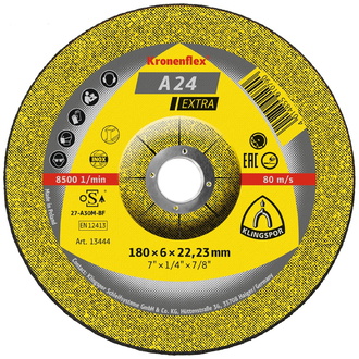 Klingspor A 24 EX Schruppscheiben, 180 x 6 x 22,23 mm gekröpft