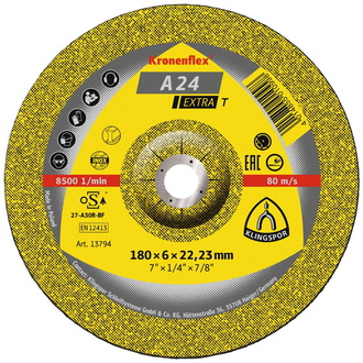 Klingspor A 24 EX-T Schruppscheiben, 180 x 8 x 22,23 mm gekröpft