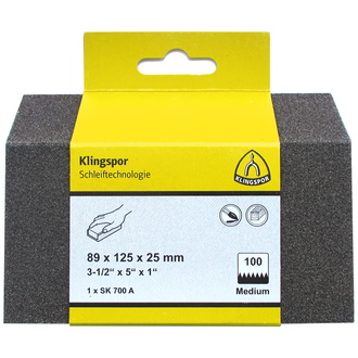 Klingspor SK 700 A Schleifklotz, Korund Korn 120 89 x 125 x 25 mm, SB-verpackt im Reiter