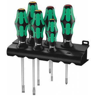 Wera 334/6 Rack Schraubendrehersatz Kraftform Plus Lasertip + Rack, 6-tlg.