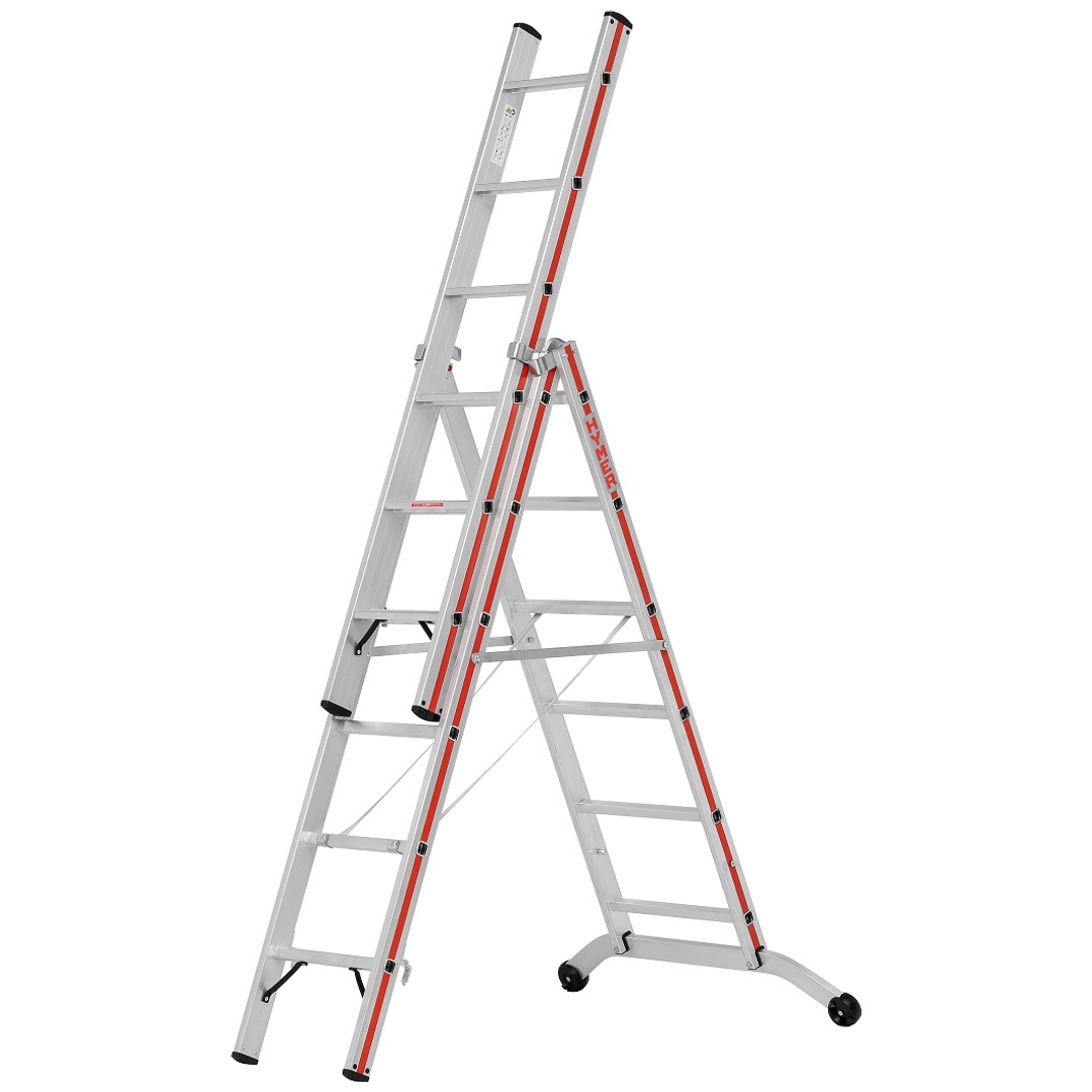 Hymer Stufen-Mehrzweckleiter 3-teilig, 2 x 6 Sprossen
