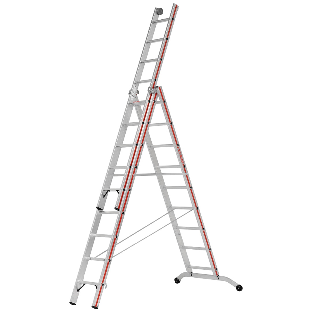 Hymer Stufen-Mehrzweckleiter 3-teilig, 2 x 9 Sprossen