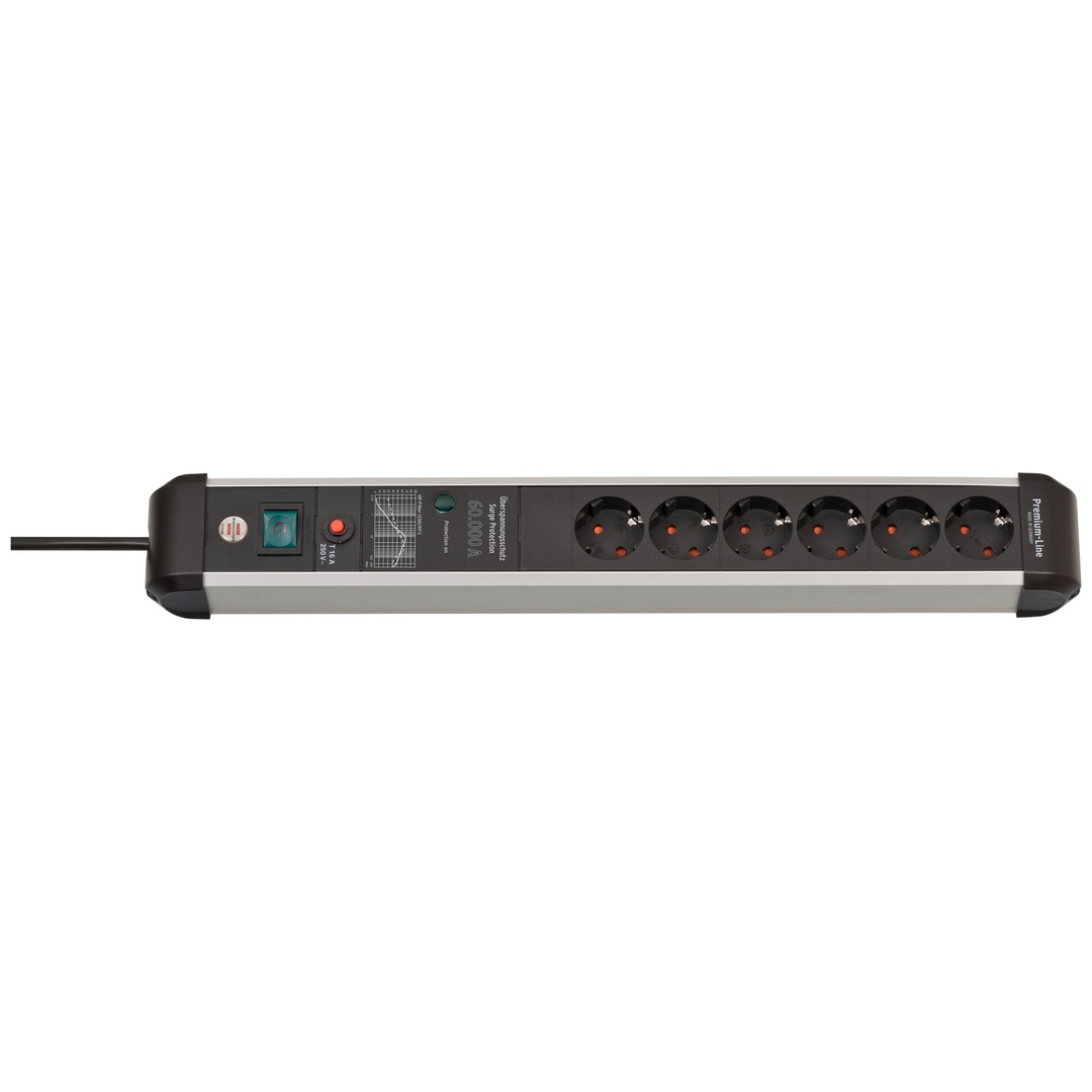 Brennenstuhl 1391010600 multiprise argent noir 6 prises