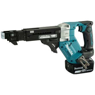 Makita Akku-Magazinschrauber, 18V, 25-55 mm, 0-6.000 min, mit Zubehör, 2x Akku, Schnelladegerät, MAKPAC Gr. 3