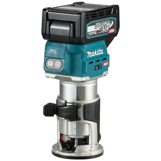 Makita Akku-Multifunktionsfräse 40 V, RT001GM205, incl. 2x Akku XGT 4 Ah, Schnellladegerät, Module, Zubehör, MAKPAC