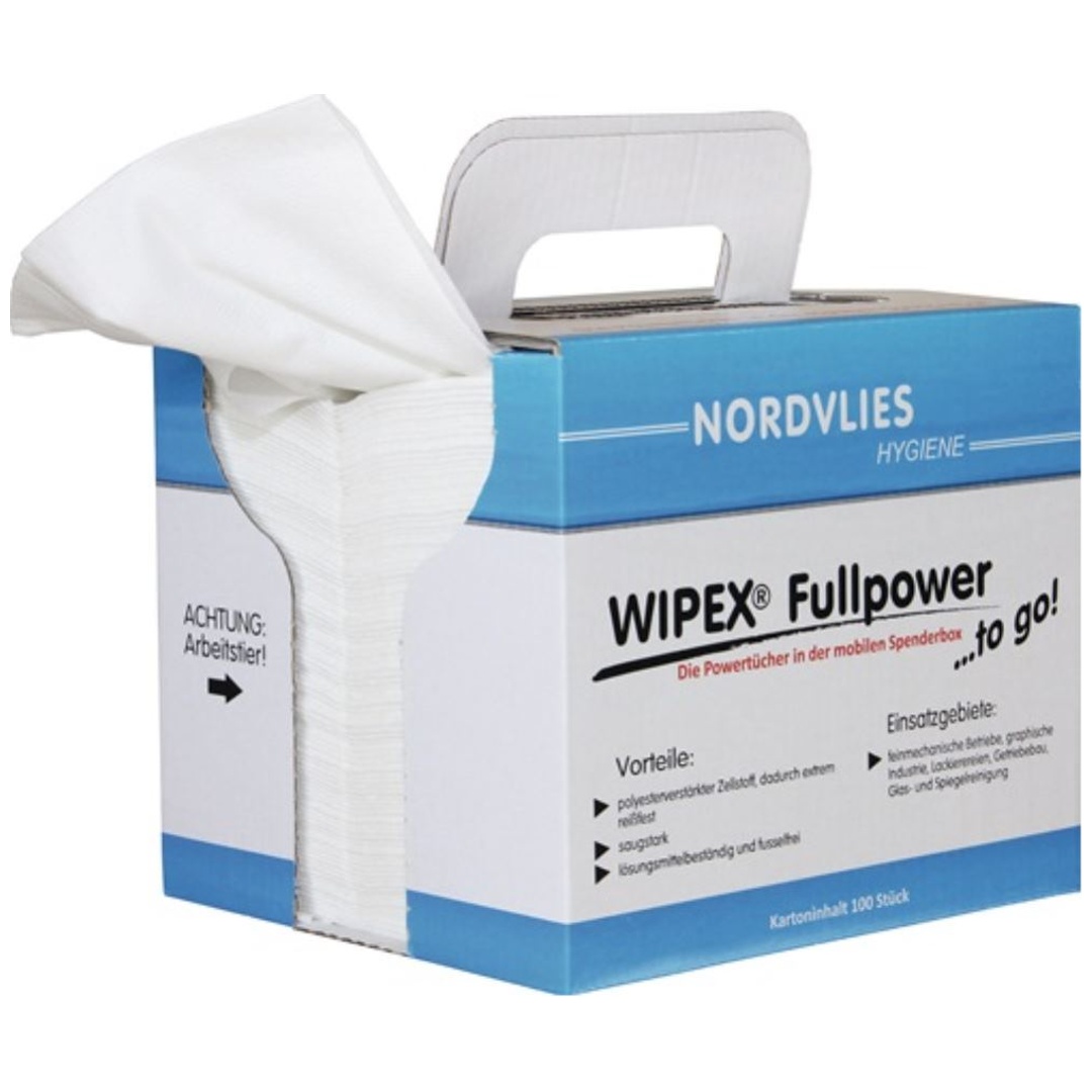 WIPEX NORDVLIES FULLPOWER Wischtücher TO-GO weiß 8x100 Tü., 32x38cm Z-gefaltet