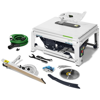 Festool Tischkreissäge TKS 80 EBS, incl. 1x Kreissägeblatt, Absaug-Set, Zubehör, Karton