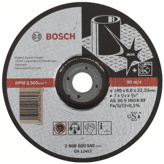 Bosch Schruppscheibe gekröpft Expert for Inox AS 30 S INOX BF, 180 mm, 22,23 mm, 6 mm