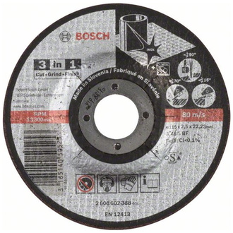 Bosch Trennscheibe 3-in-1 A 46 S BF, gekröpft, 115 mm, 2,5 mm