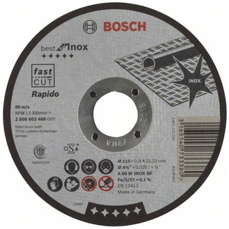 Bosch Trennscheibe gerade Best for Inox Rapido A 60 W INOX BF, 115 mm, 0,8 mm