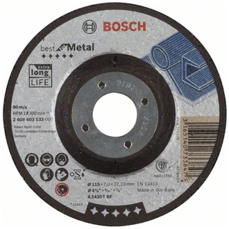 Bosch Schruppscheibe gekröpft Best for Metal A 2430 T BF, 115 mm, 22,23 mm, 7 mm