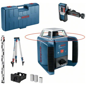 Bosch Rotationslaser GRL 400 H Set, Baustativ, Messlatte, Zubehör, Handwerkerkoffer