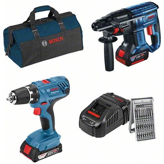 Bosch 18V-Set: GSR 18V-21 + GBH 18V-21 + GAL 1880 CV + AC-Set