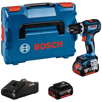 Bosch Akku-Schlagbohrschrauber GSB 18V-90 C, 2 Akku GBA 18V 5.0Ah, Ladegerät und L-BOXX