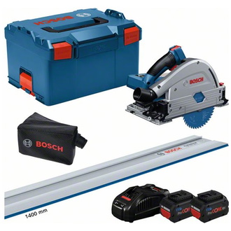 Bosch Akku-Tauchsäge BITURBO GKT 18V-52 GC, incl. 2x Akku ProCORE 5,5 Ah, Schnellladegerät, Führungsschiene, Zubehör, L-BOXX