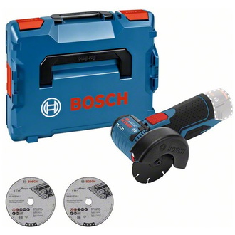 Bosch Akku-Winkelschleifer GWS 12V-76, Solo Version, L-BOXX, Trennscheiben