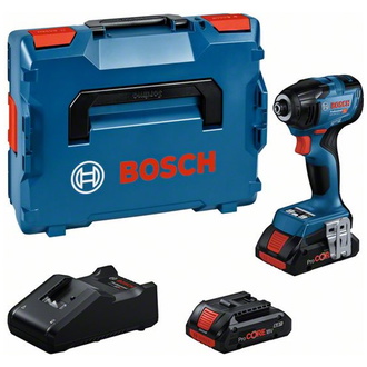 Bosch Akku-Drehschlagschrauber GDR 18V-210 C, incl. 2x Akku ProCORE 4 Ah, Schnellladegerät, L-BOXX