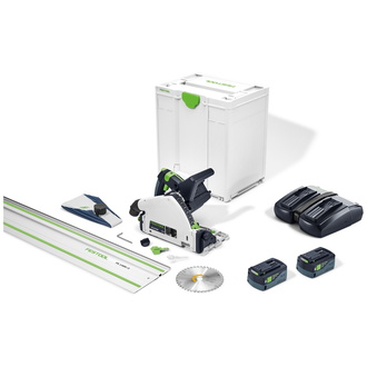 Festool Akku-Tauchsäge TSC 55 5,0 KEBI-Plus/XL-FS, incl. 2x Akku 5 Ah, Schnellladegerät, Führungsschiene, Zubehör, Systainer